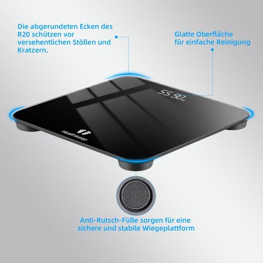 Healthkeep Digitális Fürdőszobamérleg Precíziós Szenzorokkal, Fekete