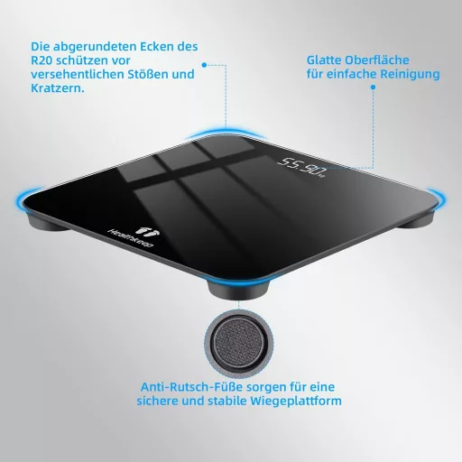 Cântar de baie digital Healthkeep cu senzori de precizie, negru