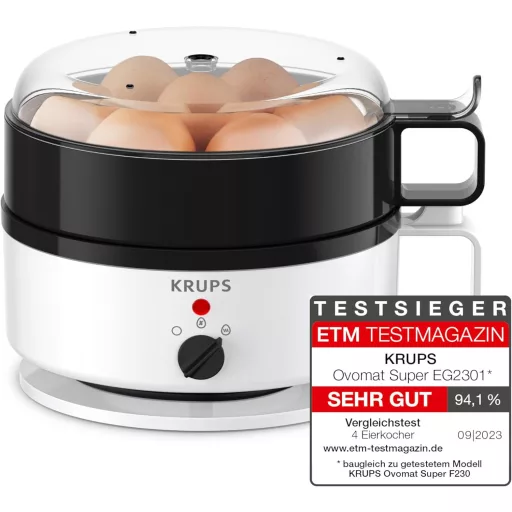 Krups Ovomat tojásfőző 7 tojáshoz melegentartó funkcióval fehér-fekete