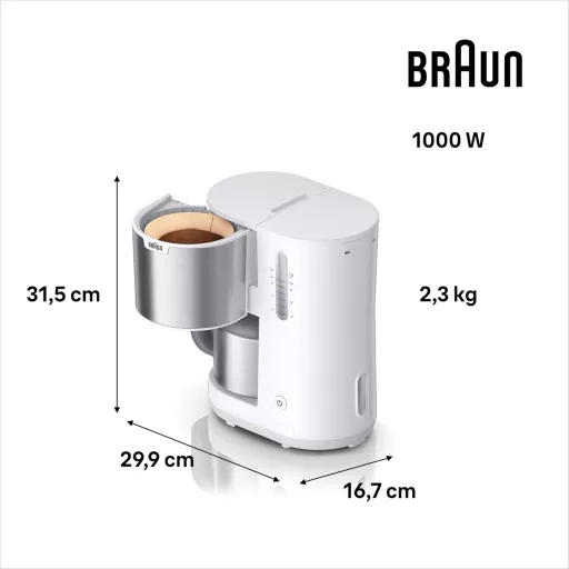 Braun PurShine KF1505 fehér kávéfőző 1,2L termoszkancsóval 9 csészéhez