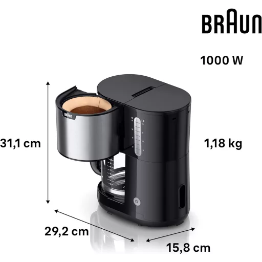 Braun PurShine KF1505 Filteres Kávéfőző 1,2L Rozsdamentes Termoszkancsóval