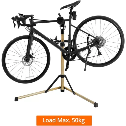QWORK Alumínium Kerékpár Szerelőállvány - 360° Forgatható, 58-156 cm Állítható Magasság, 50 kg Teherbírás, Mágneses Szerszámtartóval