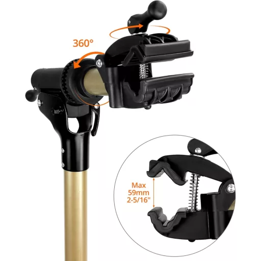 QWORK Hliníkový Servisný Stojan na Bicykel - Otočný o 360°, Nastaviteľná Výška 58-156 cm, Nosnosť 50 kg, s Magnetickým Držiakom Nástrojov