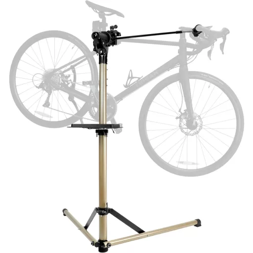 QWORK Hliníkový Servisný Stojan na Bicykel - Otočný o 360°, Nastaviteľná Výška 58-156 cm, Nosnosť 50 kg, s Magnetickým Držiakom Nástrojov
