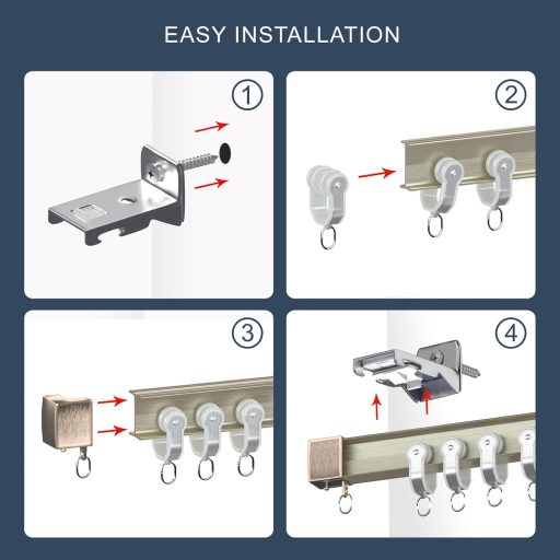 Domart Alumínium Függönysín - Hajlítható, Mennyezetre Szerelhető 1M Pezsgő Színű - Ablakokhoz, Zuhanyzókhoz, Lakóautókhoz, Kórházakhoz