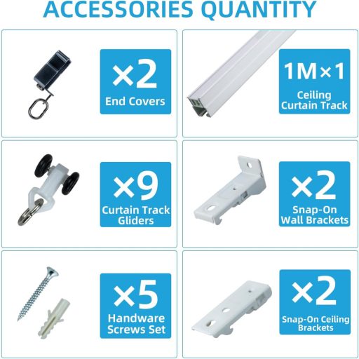 Domart Alumínium Függönysín - Hajlítható, Mennyezetre Szerelhető, Fehér, 1m - Ablakokhoz, Zuhanyzókhoz, Kórházakhoz, Lakókocsikhoz