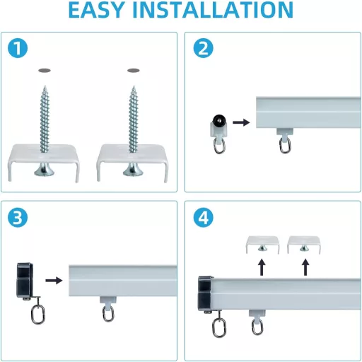 Hliníková ohybná záclonová tyč Domart - montáž na strop, biela, 1 m - pre okná, sprchy, nemocnice, karavany