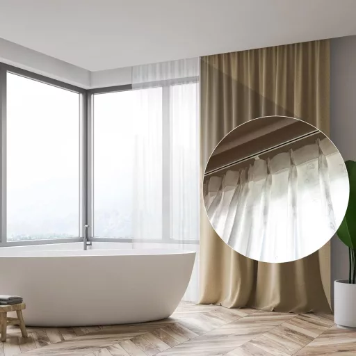 Hliníková ohybná záclonová tyč Domart - montáž na strop, biela, 1 m - pre okná, sprchy, nemocnice, karavany