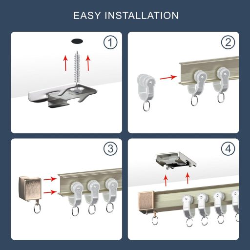 Domart Alumínium Függönysín - Hajlítható, Mennyezetre Szerelhető, Ablakokhoz, Zuhanyzókhoz, Kórházakhoz, Lakókocsikhoz - 2m Pezsgő Színben