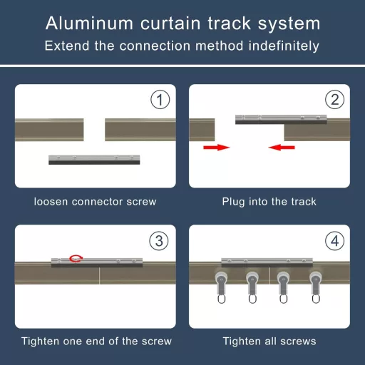 Șină de perdea din aluminiu Domart - Flexibilă, montabilă pe tavan, pentru ferestre, dușuri, spitale, rulote - 2m, culoare șampanie