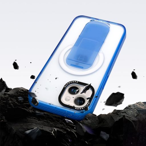 HAOBOBRO iPhone 15 Átlátszó Tok Beépített Állvánnyal - MagSafe Kompatibilis Vékony Védőtok, Ütésálló Szilikon TPU Keret, Átlátszó Hátlap, Ró