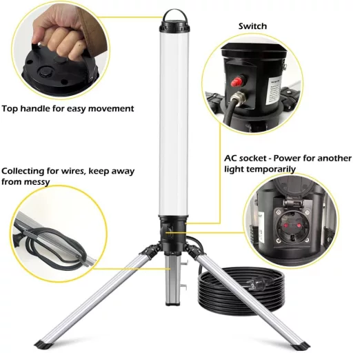 Kalwason 150W LED Állványos Munkalámpa 15000 Lumen 360° Torony Szerelőlámpa