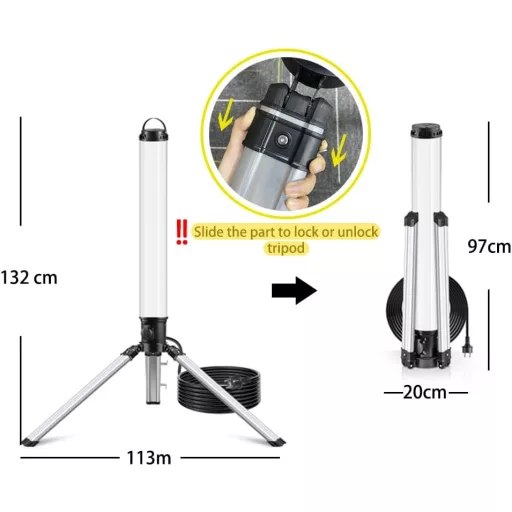 Kalwason 150W LED Állványos Munkalámpa 15000 Lumen 360° Torony Szerelőlámpa