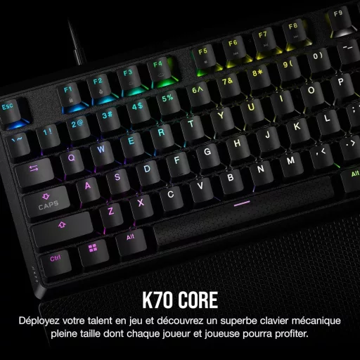 Corsair K70 Core RGB mechanikus gamer billentyűzet MLX Red, AZERTY FR, fekete