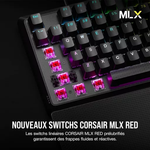 Corsair K70 Core RGB mechanikus gamer billentyűzet MLX Red, AZERTY FR, fekete