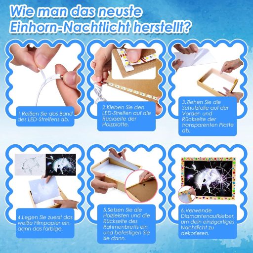 Set svjetiljke jednoroga i okvira za slike - Kreativan poklon za djevojčice od 6 do 13 godina