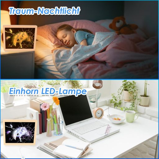 Set svjetiljke jednoroga i okvira za slike - Kreativan poklon za djevojčice od 6 do 13 godina