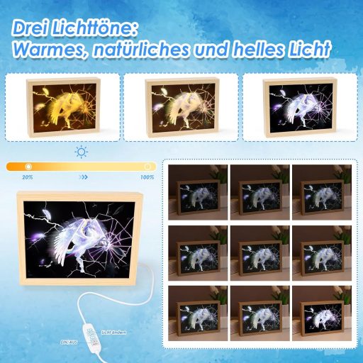 Unikornis lámpa és képkeret készlet - Kreatív ajándék 6-13 éves lányoknak