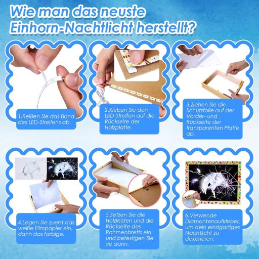 Unikornis lámpa és képkeret készlet - Kreatív ajándék 6-13 éves lányoknak