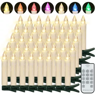   FREEPOWER 40 LED Gyertya Meleg Fehér és Színes Távirányítóval Karácsonyfa Dekoráció