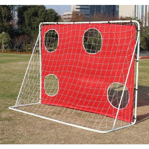FUNJEPE Hordozható Futballkapu Rozsdamentes Acél Hálóval Szélálló Táskával