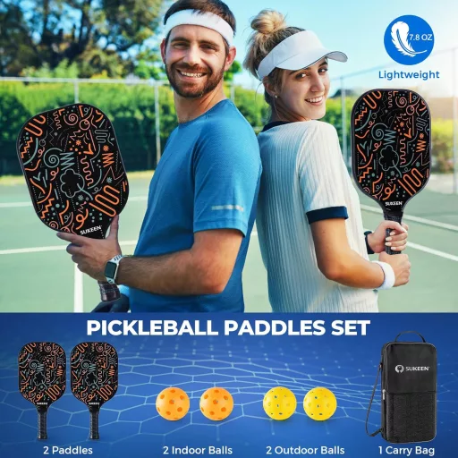 Sada rakiet na pickleball Sukeen, 2 ks, s povrchom zo sklených vlákien, pre mužov a ženy