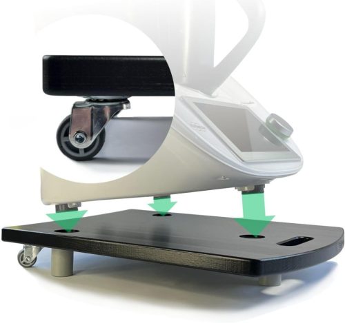 Placă culisantă Thermomix TM6 TM5 din lemn negru - Suport cu rotile STAFECO pentru deplasare sigură