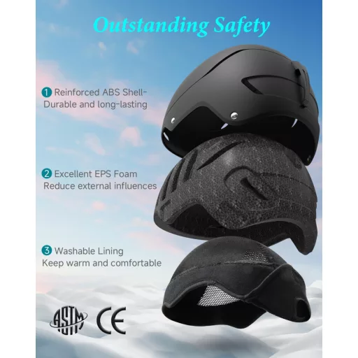 Cască de schi și snowboard RIOROO pentru bărbați, femei și tineri, cu ventilație, pentru săniuș