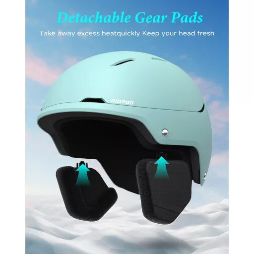 Cască de schi RIOROO pentru bărbați, femei și adolescenți - Mărime ajustabilă, căptușeală călduroasă, sistem de ventilație, compatibilă cu ochelari de schi, protecție pentru cap