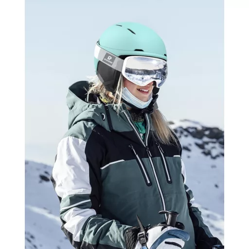 Cască de schi RIOROO pentru bărbați, femei și adolescenți - Mărime ajustabilă, căptușeală călduroasă, sistem de ventilație, compatibilă cu ochelari de schi, protecție pentru cap