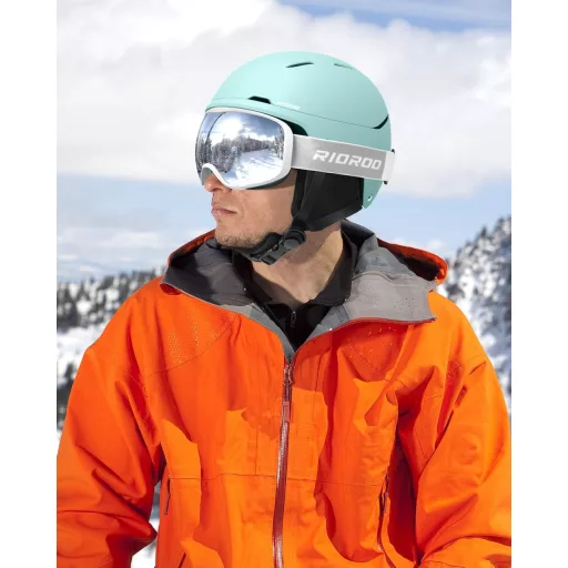 Cască de schi RIOROO pentru bărbați, femei și adolescenți - Mărime ajustabilă, căptușeală călduroasă, sistem de ventilație, compatibilă cu ochelari de schi, protecție pentru cap