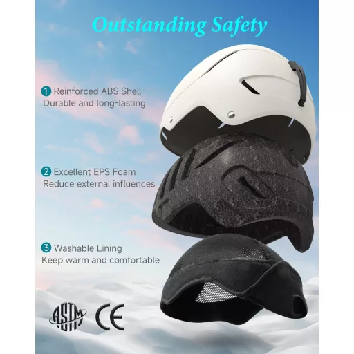 RIOROO Sí és Snowboard Sisak Férfiaknak, Nőknek, Tiniknek - Állítható Méret, Szellőzőrendszer, Meleg Bélés, Tojáshéj Fehér