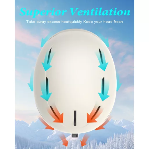 RIOROO Sí és Snowboard Sisak Férfiaknak, Nőknek, Tiniknek - Állítható Méret, Szellőzőrendszer, Meleg Bélés, Tojáshéj Fehér