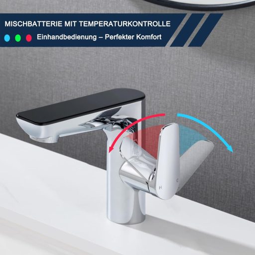 Detbom LED-es Mosdó Csaptelep Króm Egykaron Hidroelektromos Önműködő