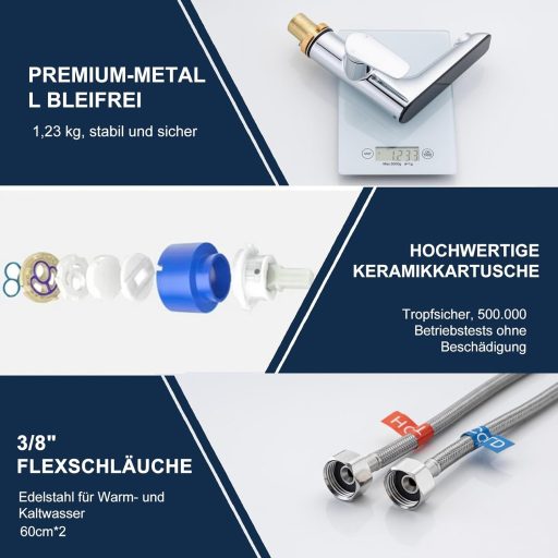 Detbom LED-es Mosdó Csaptelep Króm Egykaron Hidroelektromos Önműködő