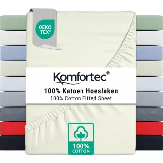   Komfortec Pamut Gumis Lepedő 200x200 cm 30 cm Zsebmélység Krém