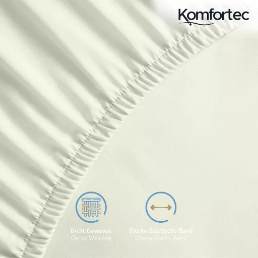 Komfortec Pamut Gumis Lepedő 200x200 cm 30 cm Zsebmélység Krém