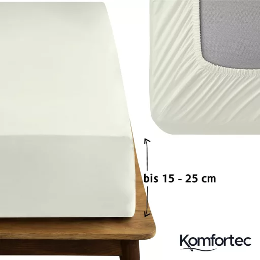 Komfortec Pamut Gumis Lepedő 200x200 cm 30 cm Zsebmélység Krém