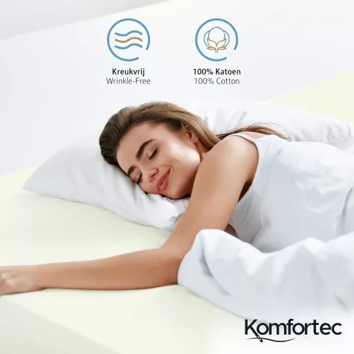Komfortec Pamut Gumis Lepedő 200x200 cm 30 cm Zsebmélység Krém