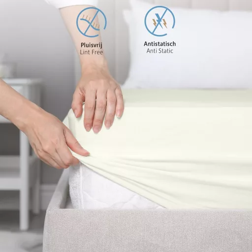 Komfortec Pamut Gumis Lepedő 200x200 cm 30 cm Zsebmélység Krém