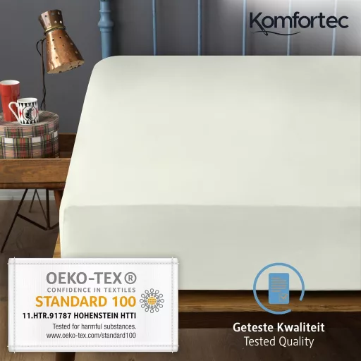 Komfortec Pamut Gumis Lepedő 200x200 cm 30 cm Zsebmélység Krém
