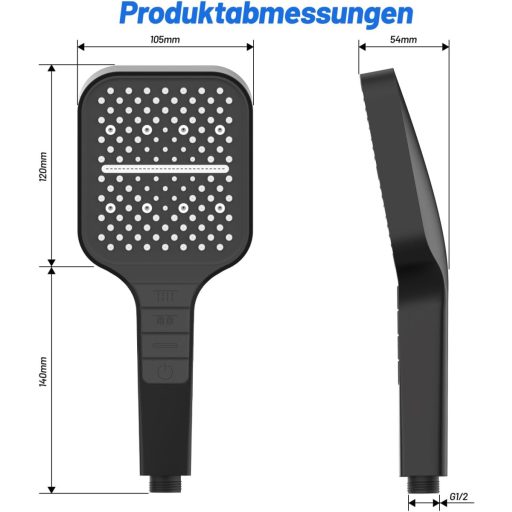 VEHHE 7 funkciós zuhanyfej esőzuhanyzó vízspórlóval és nyomásfokozóval