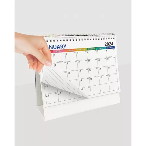 Prekrasan stolni kalendar za 2024. godinu s cvjetnim uzorkom i mjesečnim rasporedom