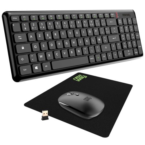 Set tastatură și mouse wireless NEWWAY - Negru, conexiune USB și WiFi, portabil, compatibil PC, model ON-KM01F