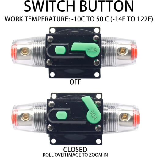 CGEAMDY Autó Biztosítéktartó 50A Automatikus Visszaállítás 12V-48V