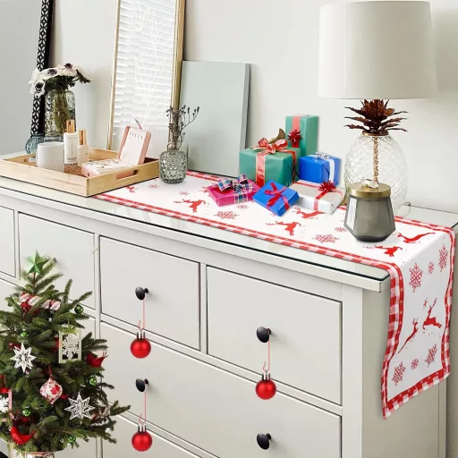 PEUTIER Karácsonyi Asztali Futó 33x183 cm Ünnepi Asztal Dekoráció