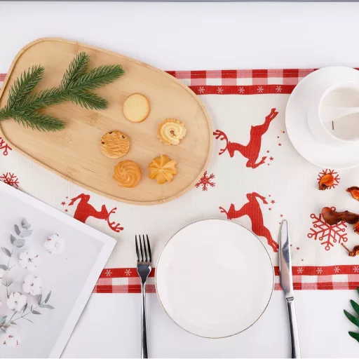 PEUTIER Karácsonyi Asztali Futó 33x183 cm Ünnepi Asztal Dekoráció