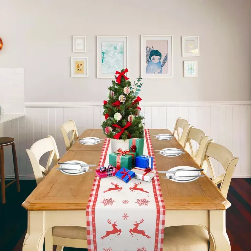 PEUTIER Karácsonyi Asztali Futó 33x183 cm Ünnepi Asztal Dekoráció