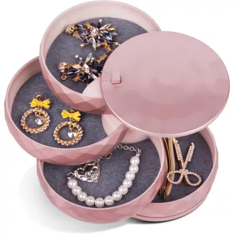   INMORVEN Forgó Ékszertartó Doboz 4 Szintes Záras Rózsaarany Női