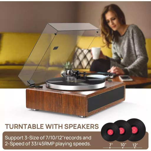 Retrolife gramofón s Bluetooth reproduktorom žltý/hnedý